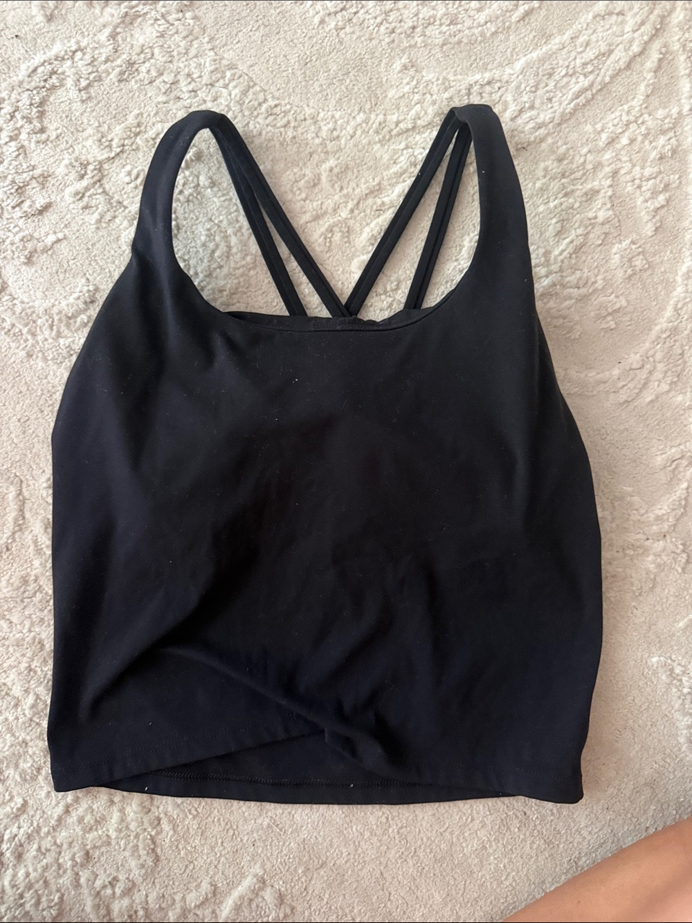 Black Strappy Cropped Sports Tank